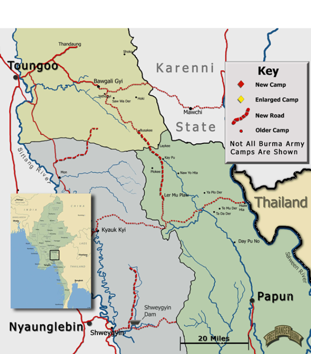 Map showing Karen state BA expansion