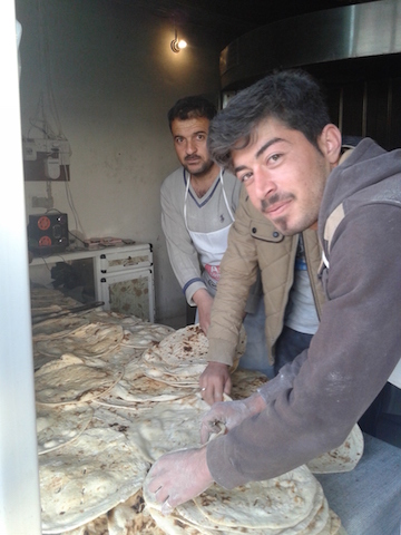 Bread shop within 10 meters of attack site, operated by one of the few families who have moved back to the city. All the equipment, which had survived the ISIS occupation, is now contaminated.