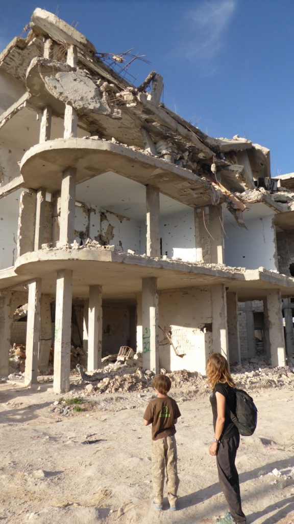 Karen and Peter in downtown Kobani.