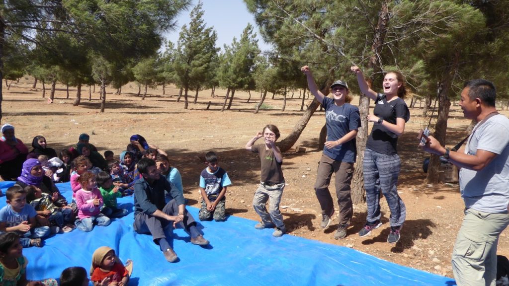 Singing for IDP orphans in Kobani. 