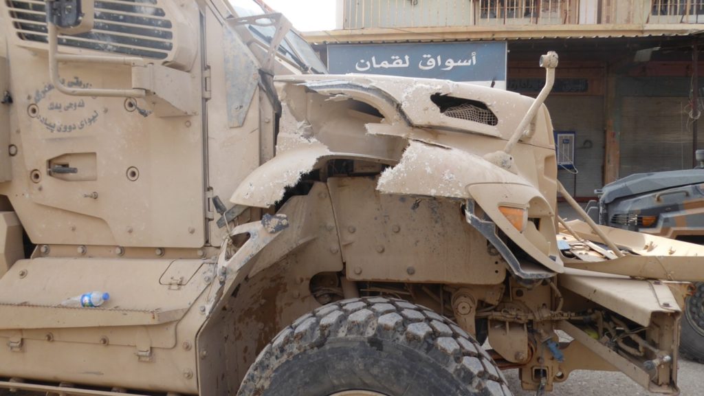 Kurd Truck hit by RPG during the attack but did not stop it. 