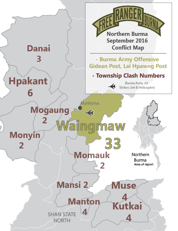 Map of Clashes and Airstrikes by the Burma Army.