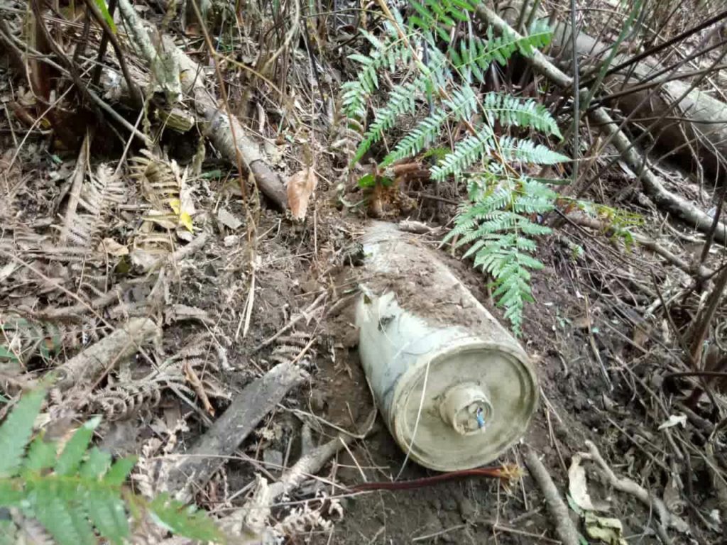 Unexploded bomb dropped from a Burma Air Force jet. 