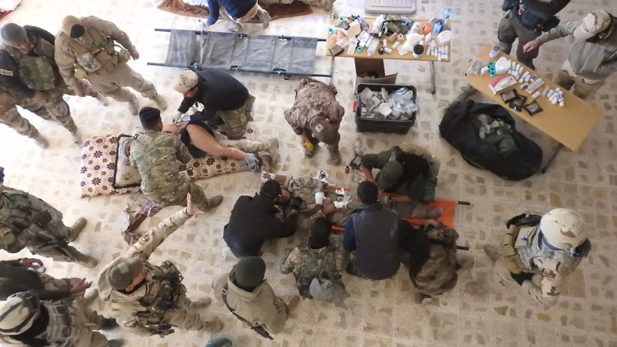 A makeshift clinic in Southeast Mosul.