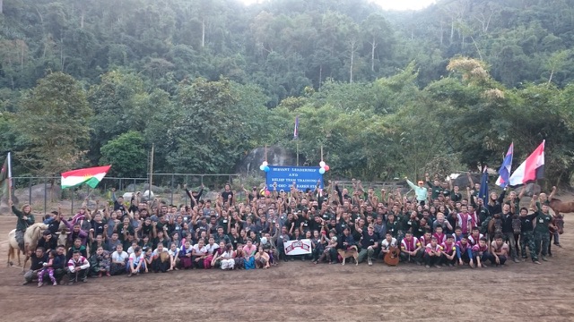 Graduation of new relief teams with FBR, Karen, Kurd, Iraqi and Alaska flags