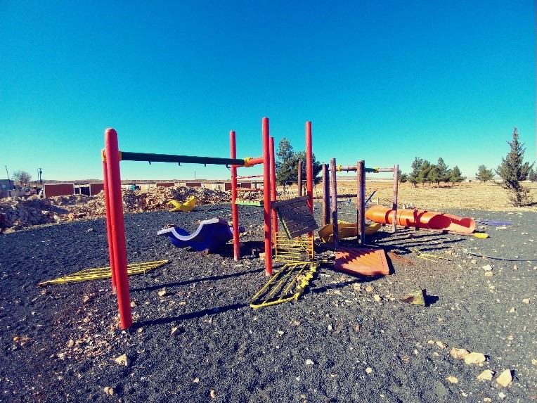 Playground that was delivered for the orphans in Kobane but was never assembled
