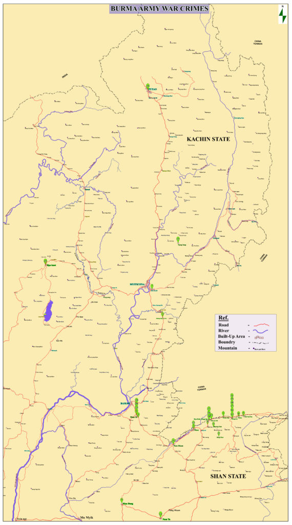 War Crimes Map - Green figures represent dates of War Crimes