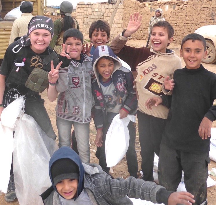 Sahale and friends in Mosul during food distribution - ISIS attacked most distributions but could not stop them.