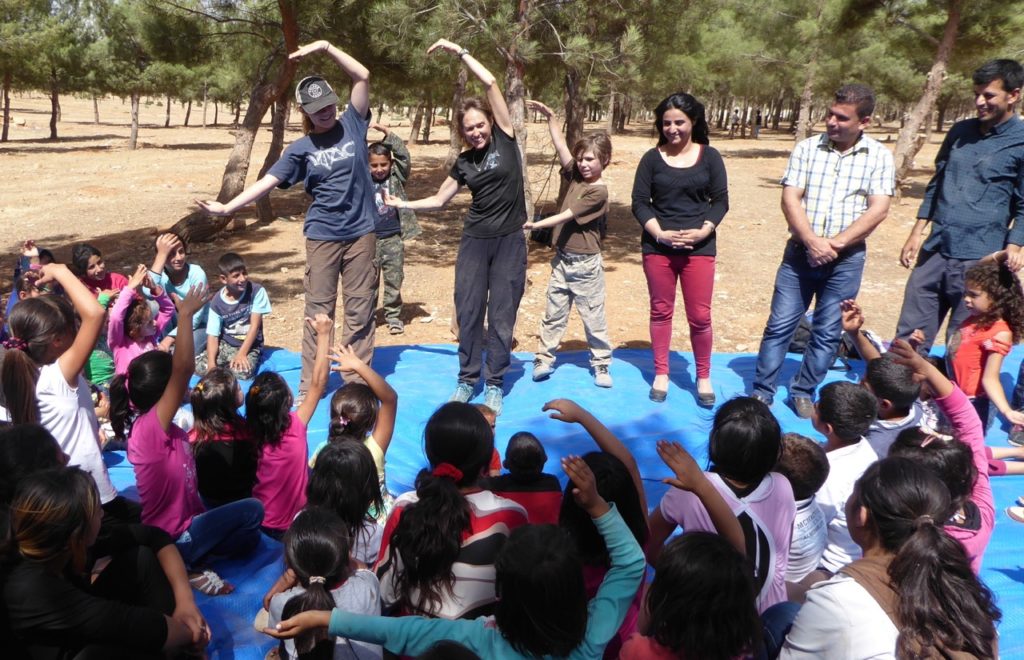 Suu, Karen, Pete with Bashir and team doing Good Life Club for orphans in Syria