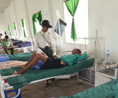 Mr. San Nai Zing healing in the Burma Army military hospital in Danai.