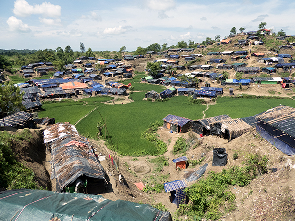One of the many camps outside of Cox's Bazar that stretches into the horizon.