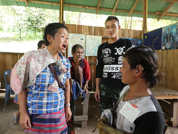 A son hearing his mother's voice for the first time.