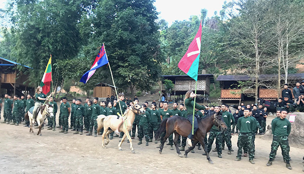 Presenting the colors at graduation ceremony.