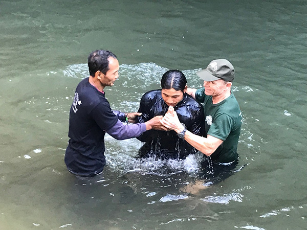 Joseph, Karen FBR medic and part of the international team who has served in Iraq and Kurdistan, is baptized on Christmas Eve.