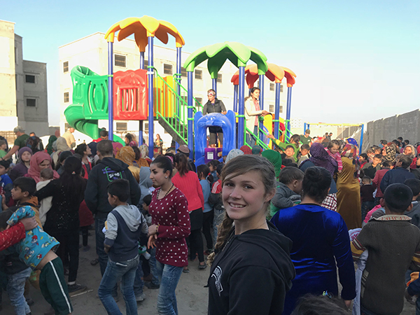 Suu at the new Kobani playground.