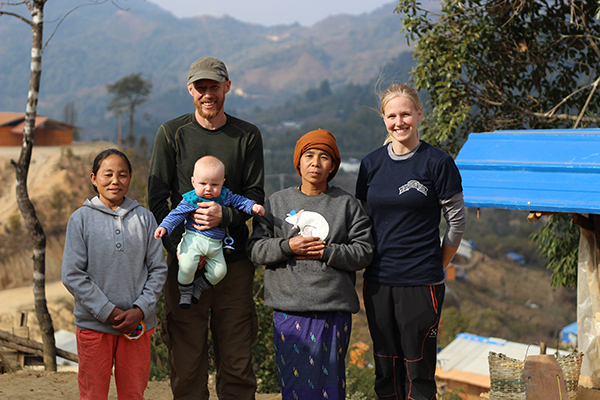 Jesse with his wife, Benita, son, and Kachin friends.