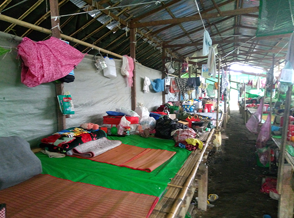 Housing inside a Kachin IDP camp.