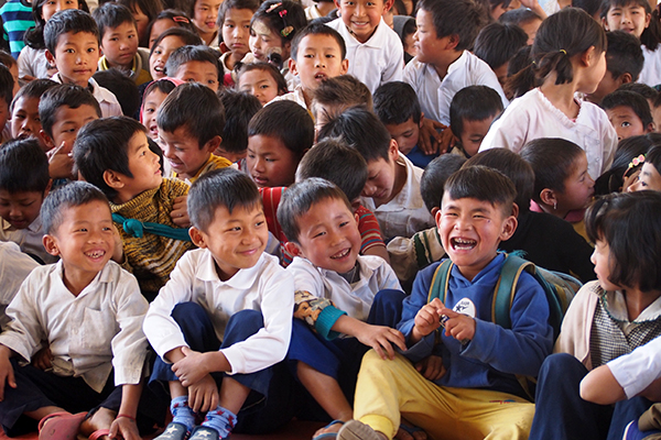 Kachin IDP children laughing during a GLC program.