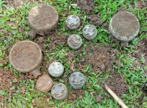 Mines unearthed from around the Administration Office in Pung Swi Yang.