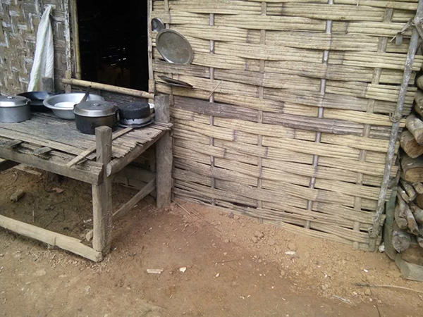 The side of the home where shrapnel fragments hit.