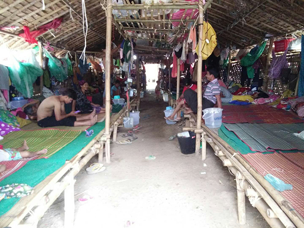 Inside makeshift living quarters at Trinity IDP camp.