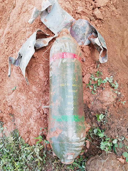 Unexploded 27-inch bomb