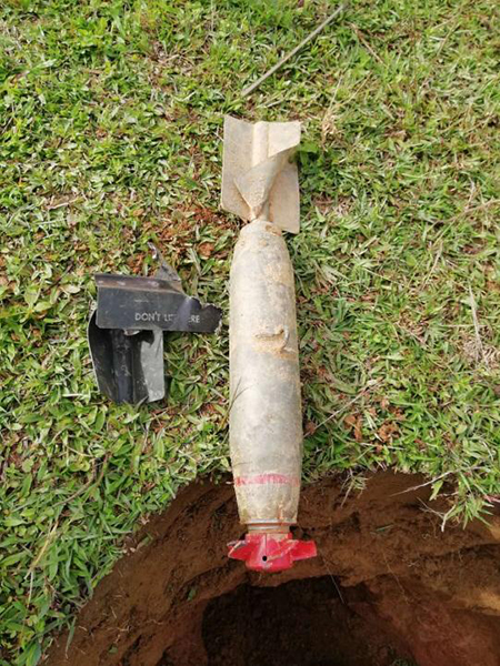 Unexploded 16-inch bomb