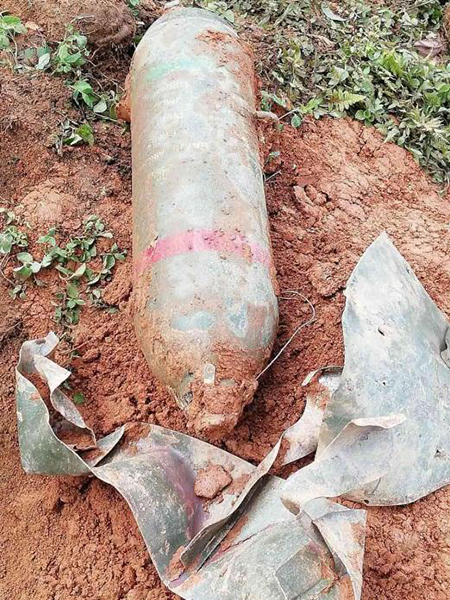 Unexploded 27-inch bomb