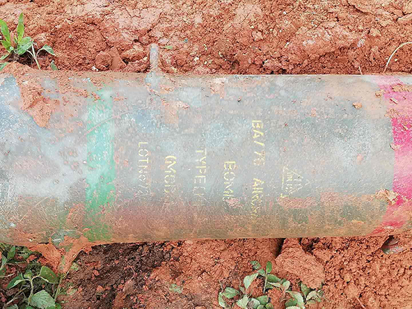 Burma Army markings visible on the larger, unexploded bomb dropped on Bawmwang Village.