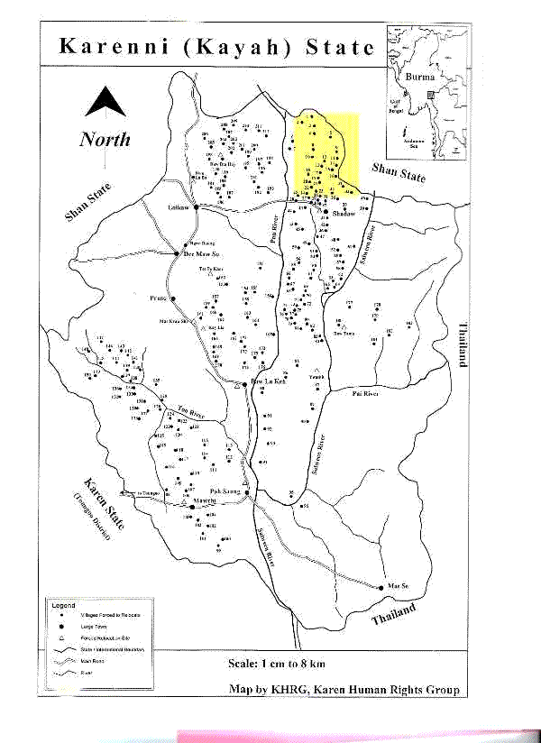 MAP of MISSION AREA: Burma and Karenni State maps: Mission area highlighted