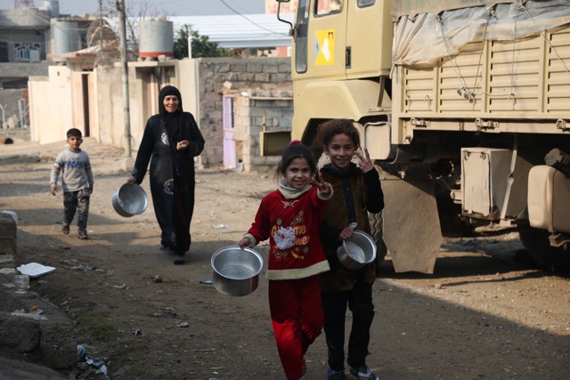 Local families come to get food