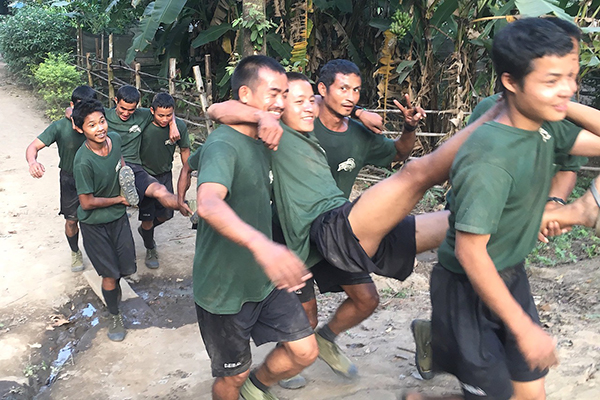 The buddy carry during the Ranger Run.