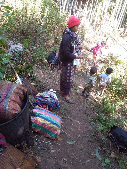 Karen villagers in the jungle after recently fleeing from the Burma Army.