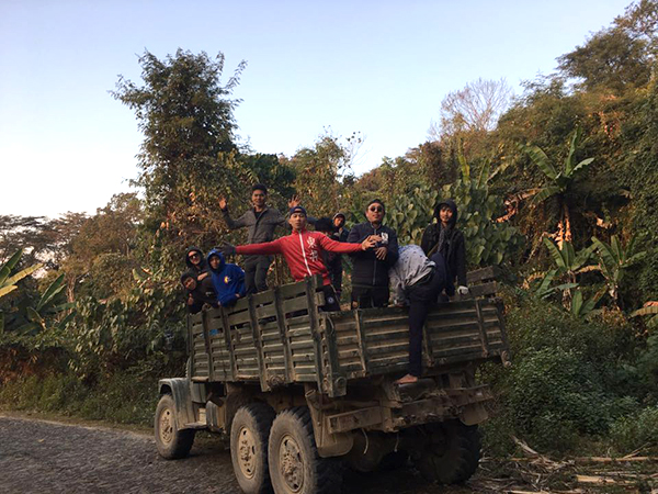 Rangers in the truck bringing supplies.