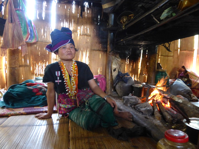 Naw Paw Tha, widow of Saw O Moo who was murdered by the Burma Army on 5 April 2018. She is photographed with an FBR medal honoring her husband.