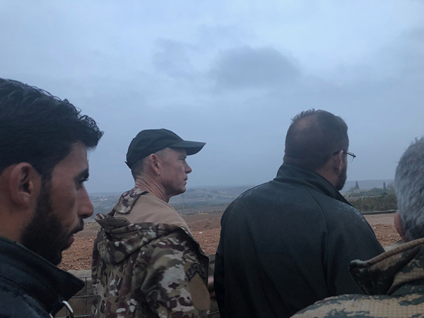 With SDF troops looking at Turkish-supported FSA positions who attacked here across the Sajur River north of Manbij.