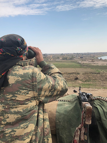 SDF position looking at ISIS in Hajin.