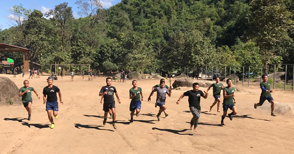 Rangers compete during the sports day competition.