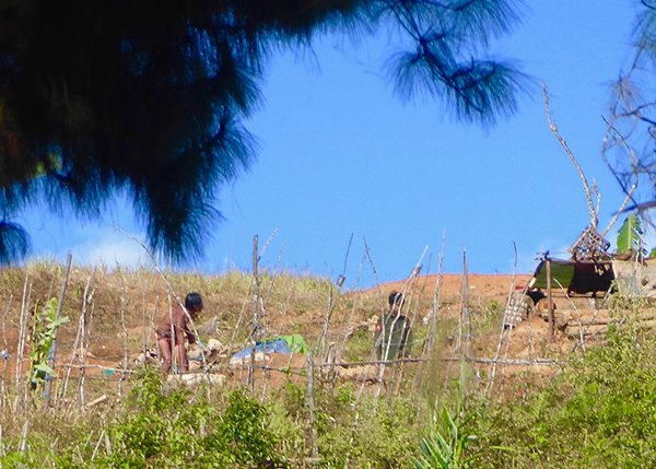 Burma Army soldiers at their camp at Ler Mu Plaw from where many attacks come.