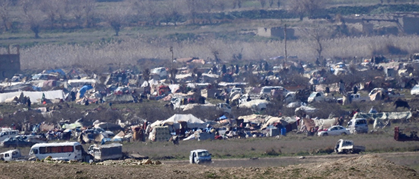 ISIS tent city where they are keeping people as human shields in Baghuz, Syria.