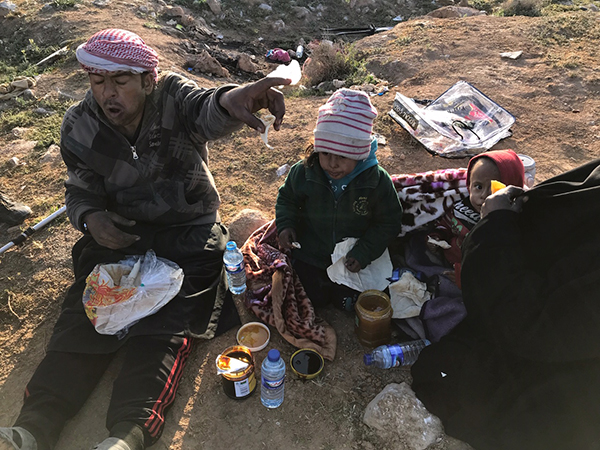 Feeding families after they arrived.