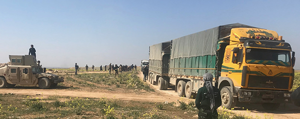 Convoy on the way out of Baghuz.