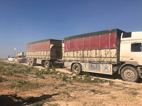 The convoy as escorted by the SDF.