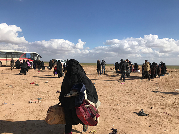 Buses come to pick up the families and take them to camps.