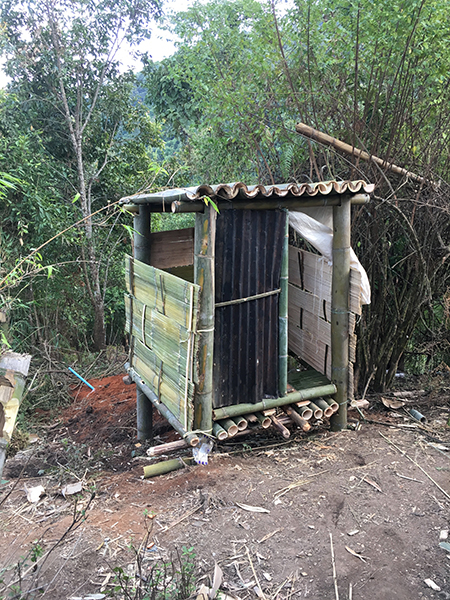 A newly built toilet stall.