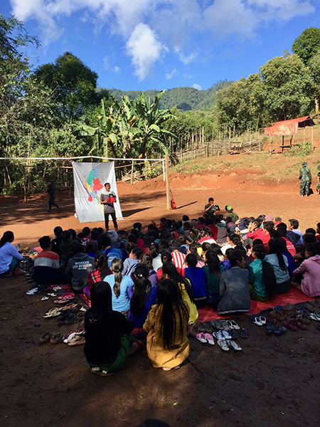 A Ranger talks through what it means to love each other using a wordless book.