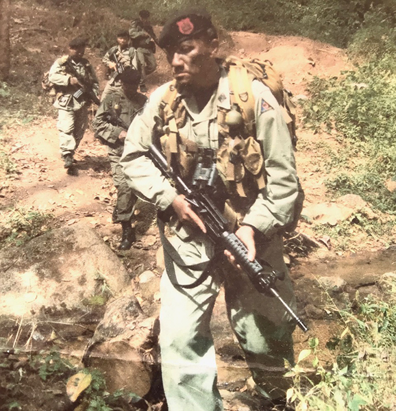 Col. Prachon leading a patrol on the Thai border.