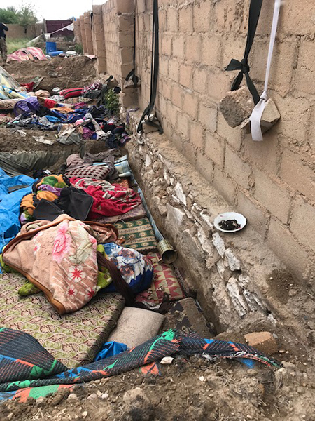 The remains of a living area in Baghouz.