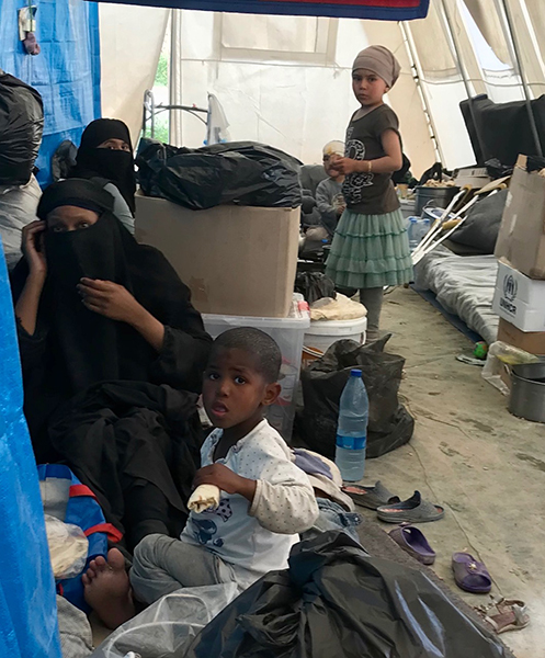 Inside one of the tents at Al-Hol.