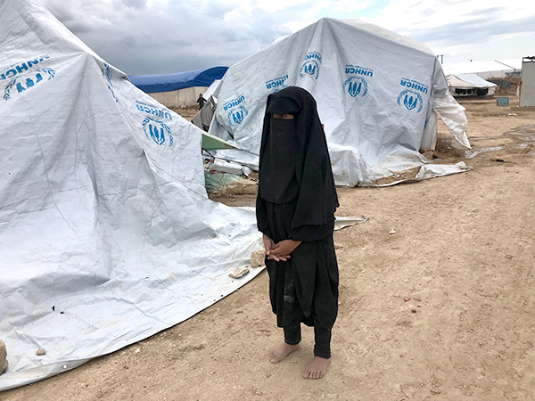 A young girl in Al-Hol refugee camp.